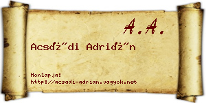 Acsádi Adrián névjegykártya